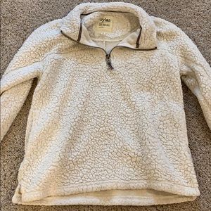 Dylan by True Grit Pebble Pullover 1/4 ZIP White